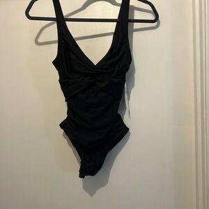 Dkny Black Twist Front One-Piece Swimsuit